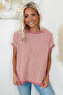 Retro Vibe Contrast Trim Corded Knit Short Sleeve Top